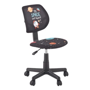 Scaun birou copii HM Bingo, stofa, baza polipropilena, inaltime reglabila, rotatie 360 , 70 kg, negru