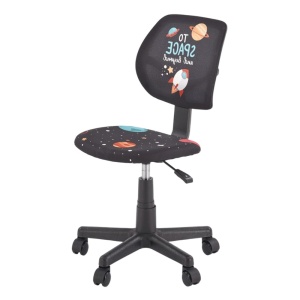 Scaun birou copii HM Bingo, stofa, baza polipropilena, inaltime reglabila, rotatie 360 , 70 kg, negru - Img 2