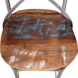 Scaun de bar din lemn masiv reciclat, 45 x 45 x 110 cm - Img 8