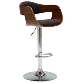 Scaun de bar, gri, lemn curbat și material textil