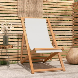 Scaun de exterior, crem, 56 x 105 x 96 cm, lemn de tec