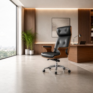 Scaun directorial OFF 1608, piele ecologica, lemn statificat, ergonomic, balans, 120 kg