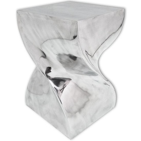 Scaun/Masă laterală cu formă răsucită, aluminiu, argintiu - Img 2