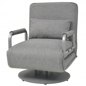 Scaun pivotant canapea extensibilă, gri deschis, 60 x 75 x 80 cm - Img 2