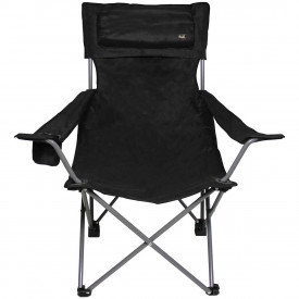 Scaun pliabil camping Fox Outdoor Deluxe, cordura, negru, perna inclusa, max 150 kg, cu husa