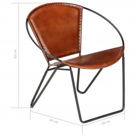 Scaun relaxant, piele naturală, 69 x 69 x 69 cm, maro - Img 8