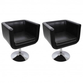 Scaune de bar, 2 buc., piele artificială, negru