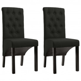 Scaune de bucătărie, 2 buc., negru, material textil - Img 1