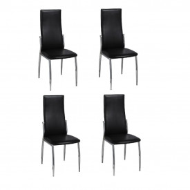 Scaune de bucătărie, 4 buc., piele artificială, negru - Img 2