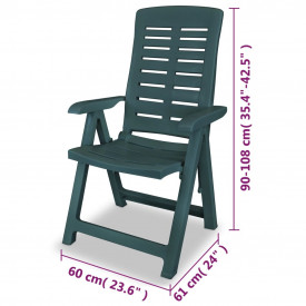 Scaune grădină rabatabile, 4 buc, 60x61x108 cm, plastic, verde - Img 8