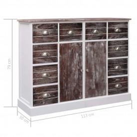 Servantă cu 10 sertare, maro, 113 x 30 x 79 cm, lemn - Img 11