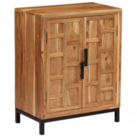 Servantă, lemn masiv de acacia, 60 x 35 x 76 cm, maro - Img 12