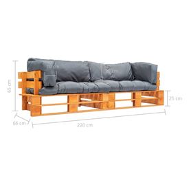 Set canapea grădină paleți perne gri, 2 piese, lemn de pin FSC