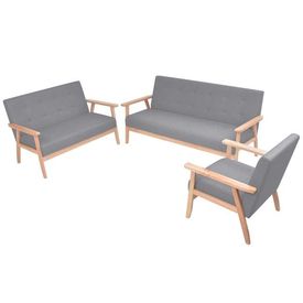 Set canapele 3 piese Textil Gri deschis