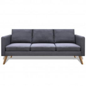 Set canapele cu 2 locuri și 3 locuri, textil, gri închis - Img 6