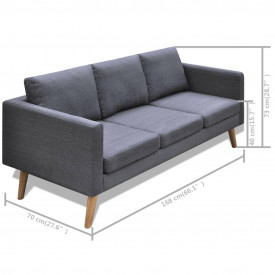 Set canapele cu 2 locuri și 3 locuri, textil, gri închis - Img 11