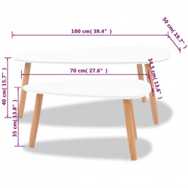 Set masă cafea, 2 piese, lemn masiv de pin, alb - Img 11