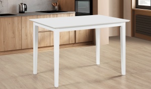 Set masa living si bucatarie Bali, MDF, 112x72x74 cm si 4 scaune Glendale, stofa,100 kg, 93x49x41.5 cm, alb maro - Img 3