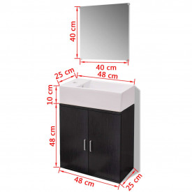 Set mobilier baie format din 3 piese cu chiuvetă inclusă, Negru - Img 10
