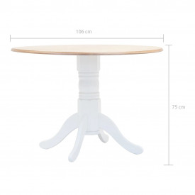 Set mobilier bucătărie, 5 piese, alb &amp; maro, lemn masiv hevea - Img 12