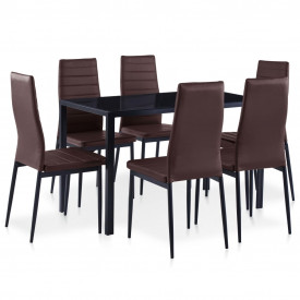 Set mobilier de bucătărie, 7 piese, maro - Img 5