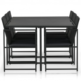Set mobilier de exterior, 13 piese, material ratan, negru - Img 2