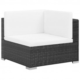 Set mobilier de exterior, 19 piese, poliratan, negru - Img 2