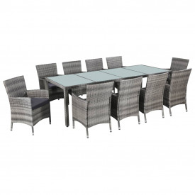 Set mobilier de exterior, 21 piese, poliratan, gri