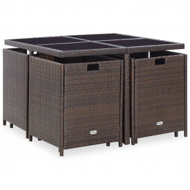Set mobilier de exterior 21 piese, poliratan, maro - Img 3