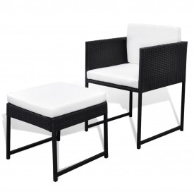 Set mobilier de exterior 21 piese, poliratan, negru - Img 6