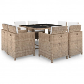 Set mobilier de exterior 25 piese, poliratan, gri/bej