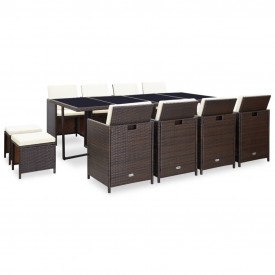 Set mobilier de exterior 33 piese, poliratan, maro
