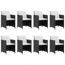 Set mobilier de exterior 33 piese, poliratan, negru - Img 2