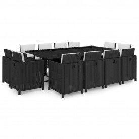 Set mobilier de exterior 37 piese, poliratan, negru