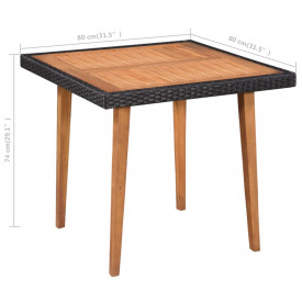 Set mobilier de exterior, 5 piese, negru și maro, poliratan - Img 7