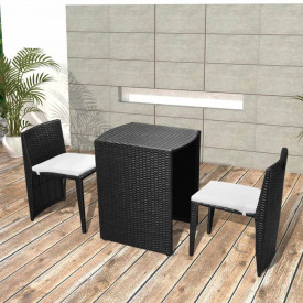 Set mobilier de exterior, 5 piese, poliratan, negru
