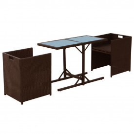 Set mobilier de exterior 7 piese, poliratan, maro - Img 4