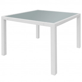 Set mobilier de exterior 9 piese, poliratan, alb crem - Img 3