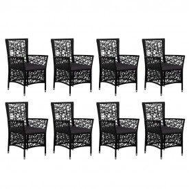 Set mobilier de exterior, 9 piese, poliratan, negru - Img 3