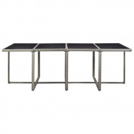 Set mobilier de exterior cu perne, 13 piese, gri, poliratan - Img 6