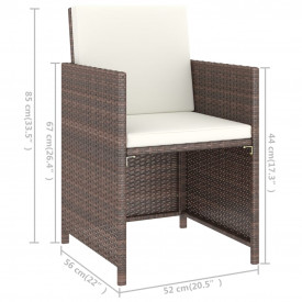 Set mobilier de exterior cu perne, 6 piese, maro, poliratan - Img 10