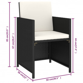 Set mobilier de exterior cu perne, 6 piese, negru, poliratan - Img 9