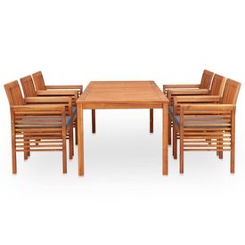 Set mobilier de exterior cu perne 7 piese, lemn masiv de acacia - Img 2