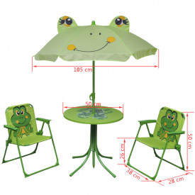 Set mobilier de exterior, cu umbrelă, pentru copii, verde - Img 6