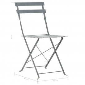 Set mobilier de exterior tip bistro, gri, 3 piese, oțel - Img 10
