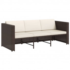 Set mobilier de grădină, 12 piese, poliratan, maro - Img 5