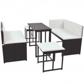 Set mobilier de grădină, 12 piese, poliratan, maro - Img 4