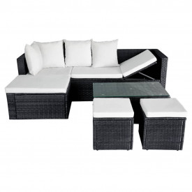 Set mobilier de grădină 12 piese, poliratan, negru - Img 5