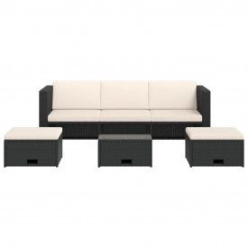 Set mobilier de grădină, 12 piese, poliratan, negru - Img 3