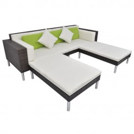 Set mobilier de grădină, 17 piese, poliratan, maro - Img 5